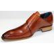 Duca Di Matiste "Vergato" Brandy Genuine Italian Calfskin Double Monk Strap Loafer Shoes.
